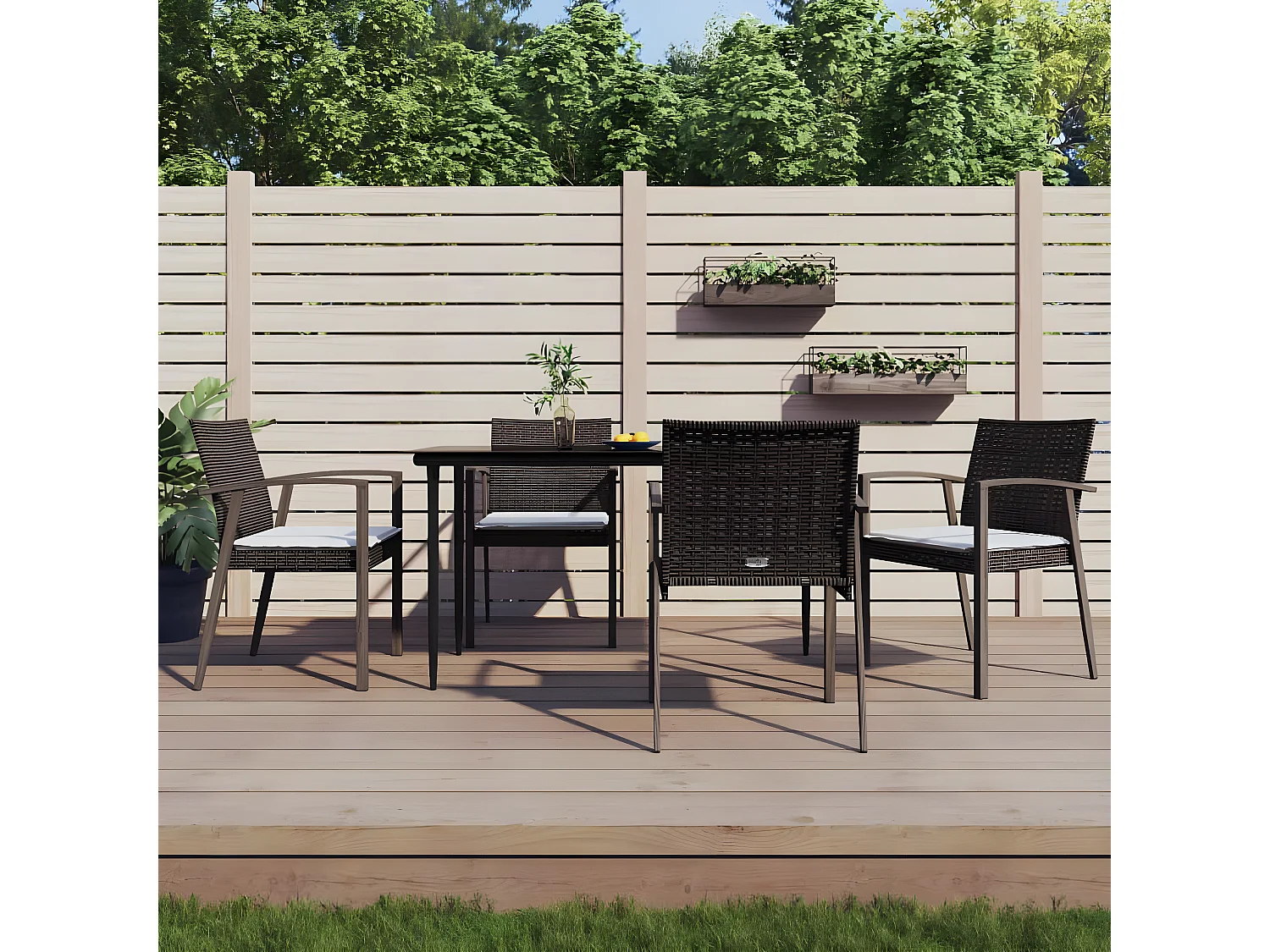 Chaises de jardin coussins lot de 4 marron 56,5x57x83 rotin