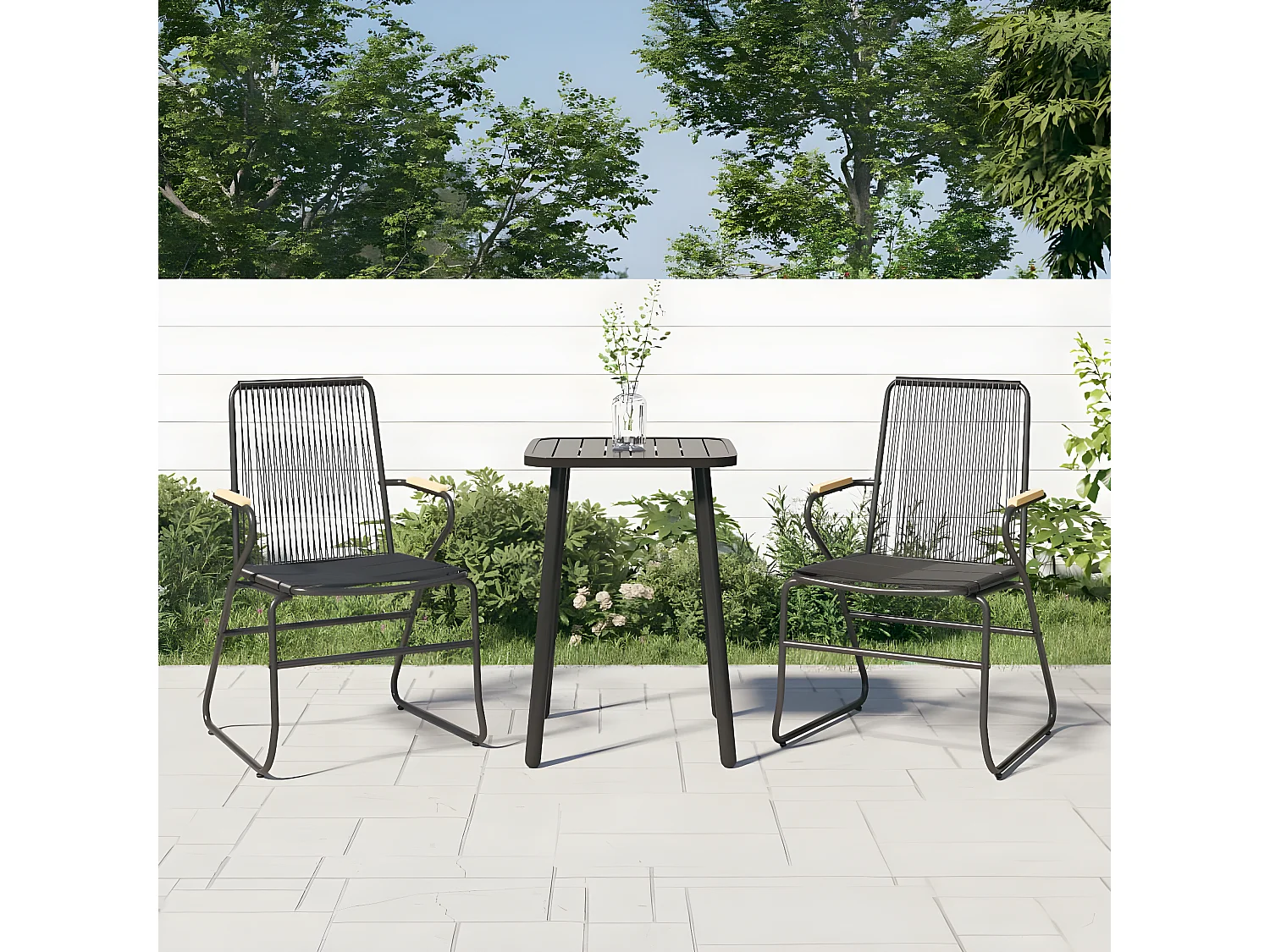 Chaises de jardin 2 pcs noir 58x59x85,5 Rotin PVC