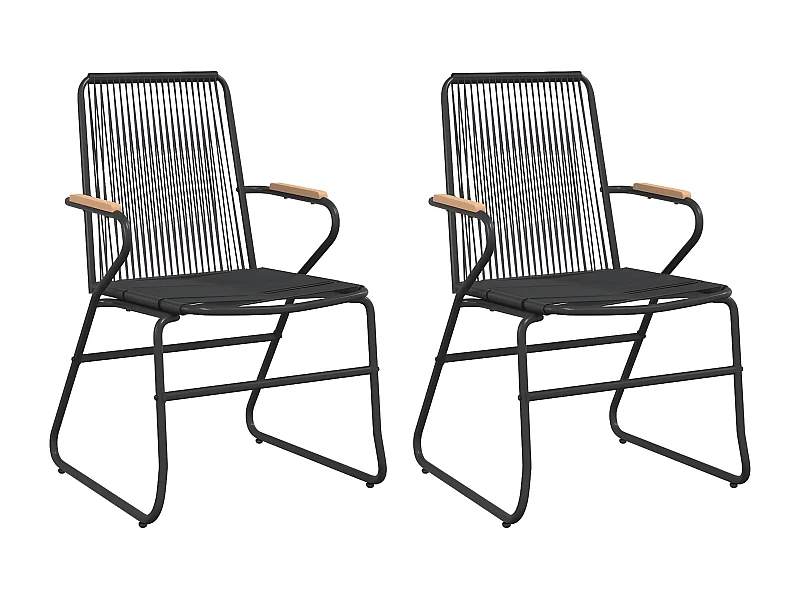 Chaises de jardin 2 pcs noir 58x59x85,5 Rotin PVC