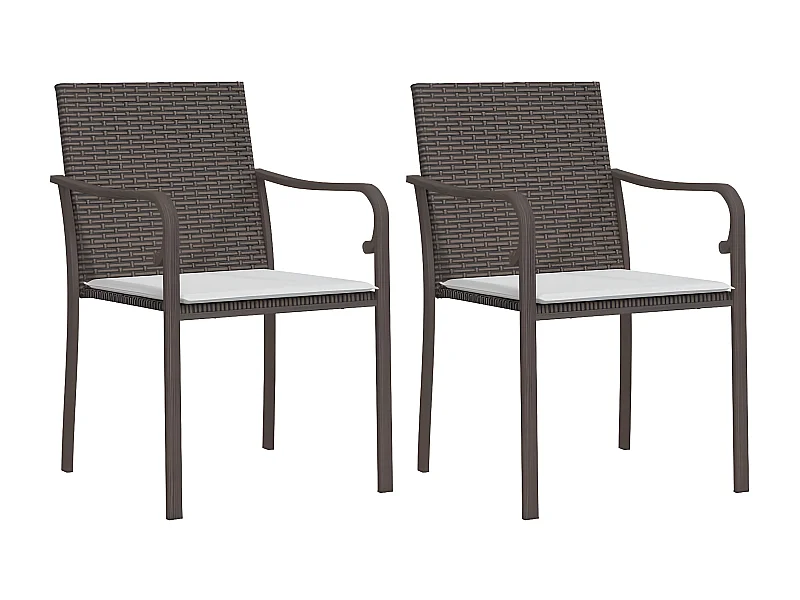 Chaises de jardin et coussins lot de 2 marron 56x59x84 rotin