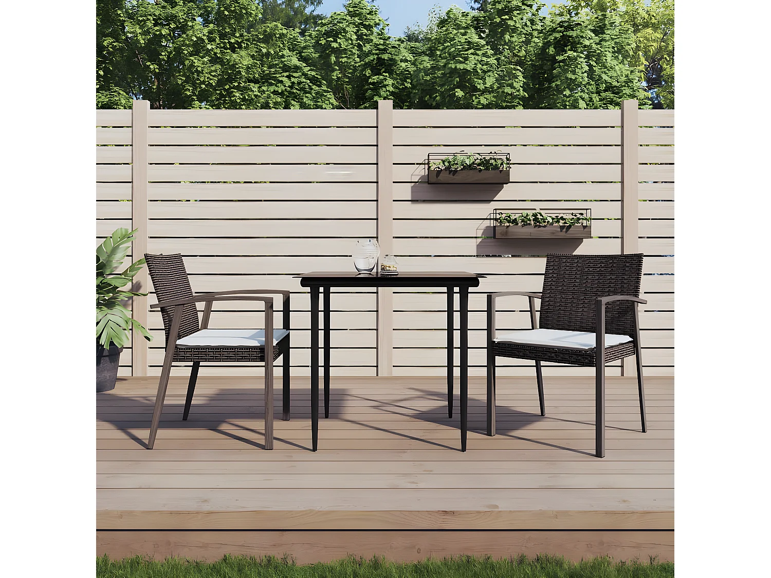 Chaises de jardin coussins lot de 2 marron 56,5x57x83 rotin