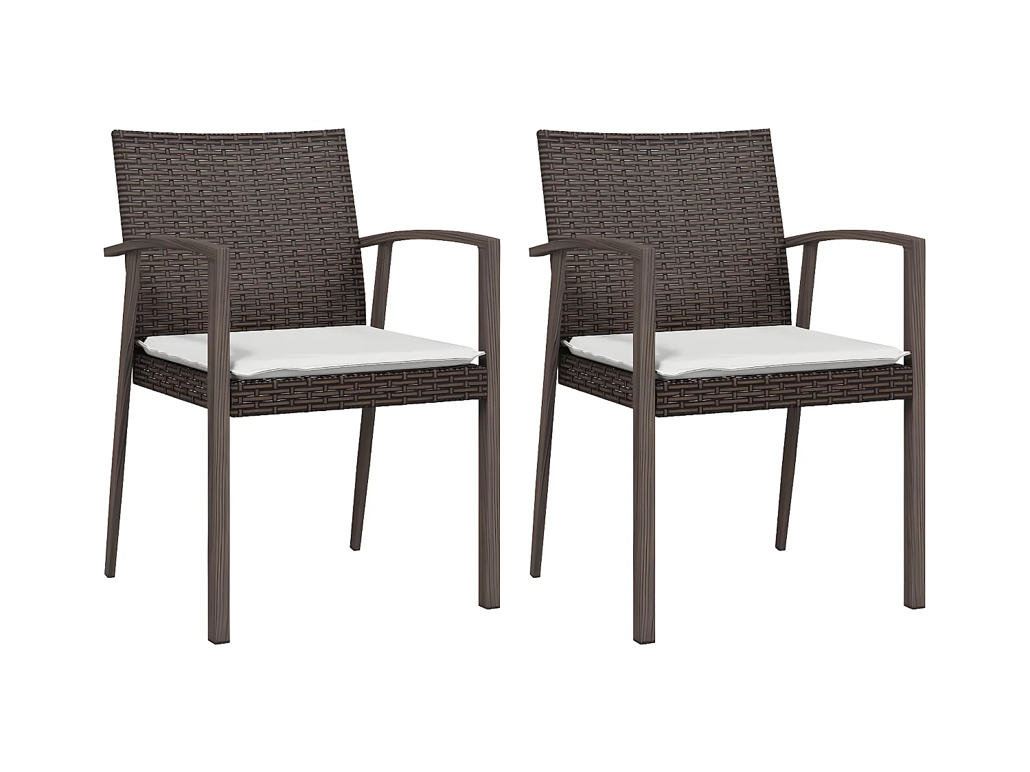 Chaises de jardin coussins lot de 2 marron 56,5x57x83 rotin