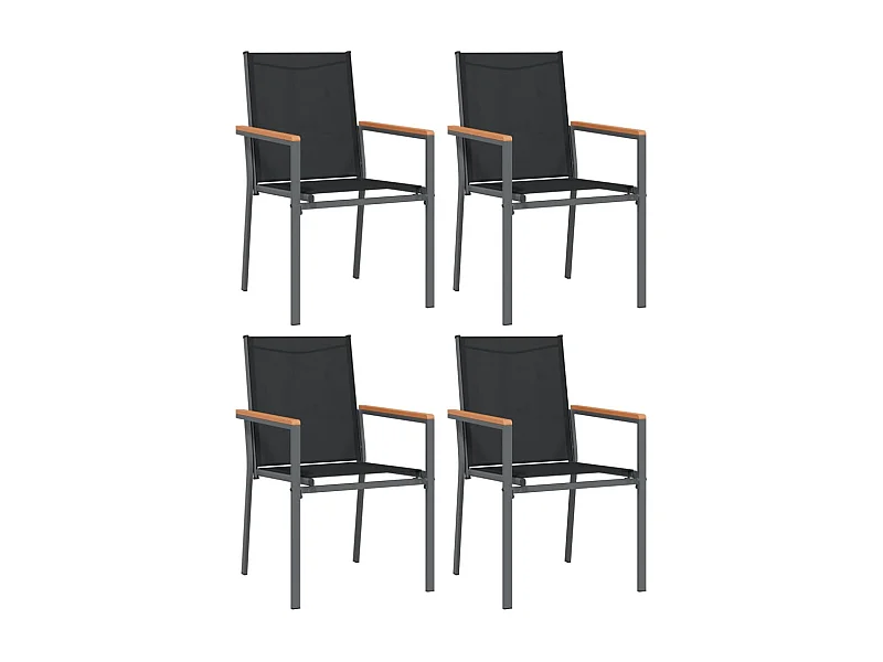 Chaises de jardin lot de 4 noir 55x61,5x90 textilène et acier
