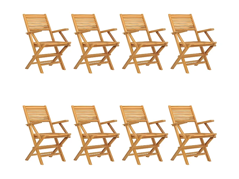 Chaises de jardin pliantes lot de 8 55x62x90 bois massif teck