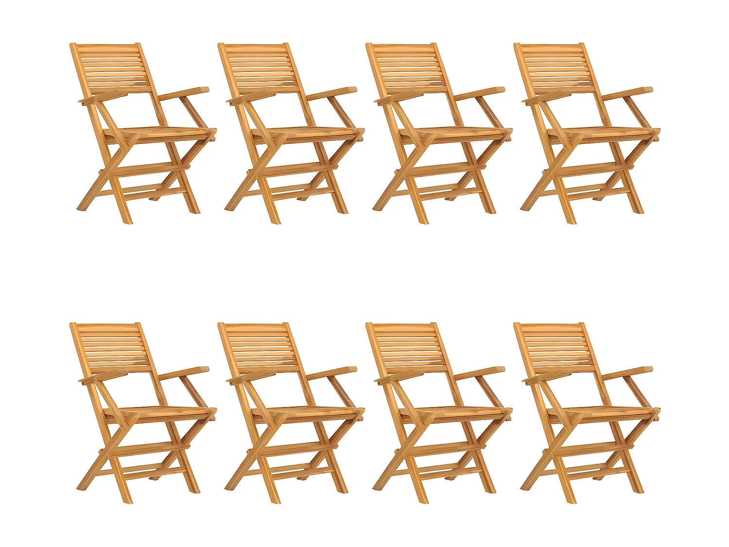 Chaises de jardin pliantes lot de 8 55x62x90 bois massif teck