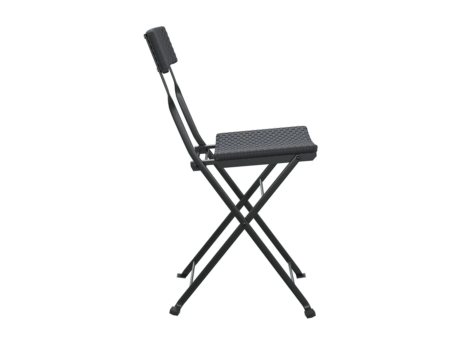 Chaises de bistrot pliantes lot de 2 Noir Résine tressée acier