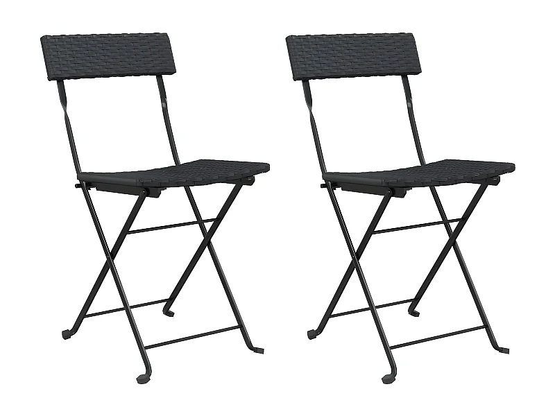 Chaises de bistrot pliantes lot de 2 Noir Résine tressée acier