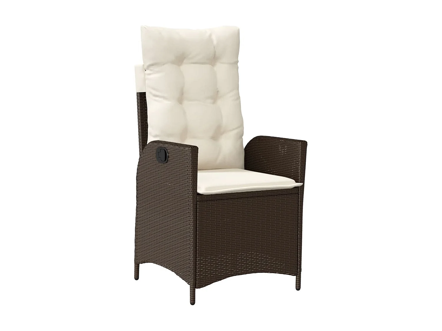 Chaises inclinables de jardin lot de 2 et coussins marron rotin