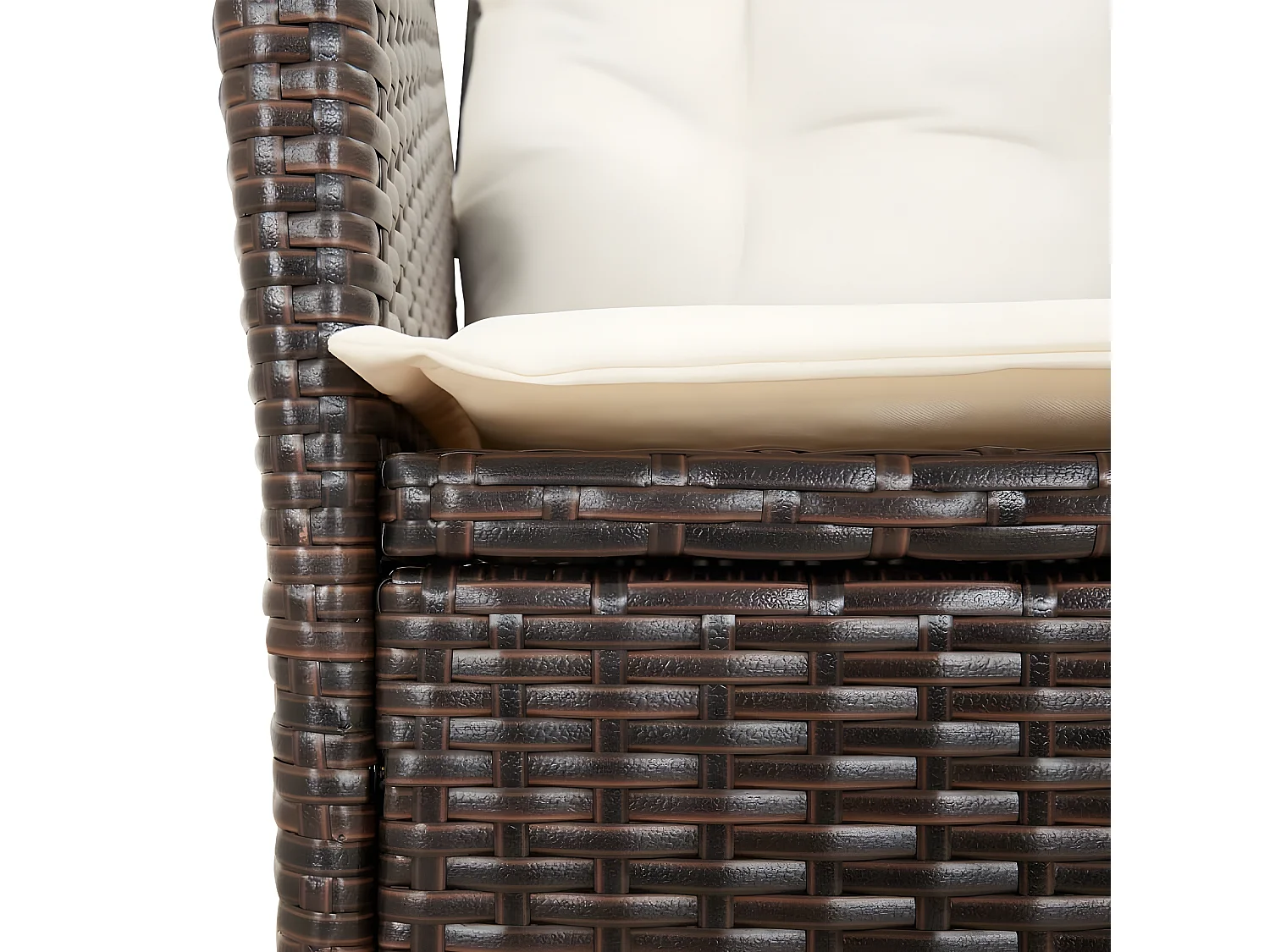 Chaises inclinables de jardin lot de 2 et coussins marron rotin