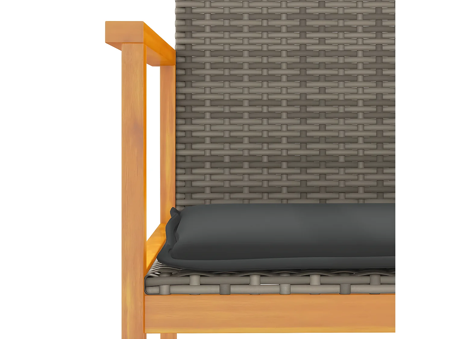 Chaises de jardin coussins lot de 2 gris résine tressée et bois