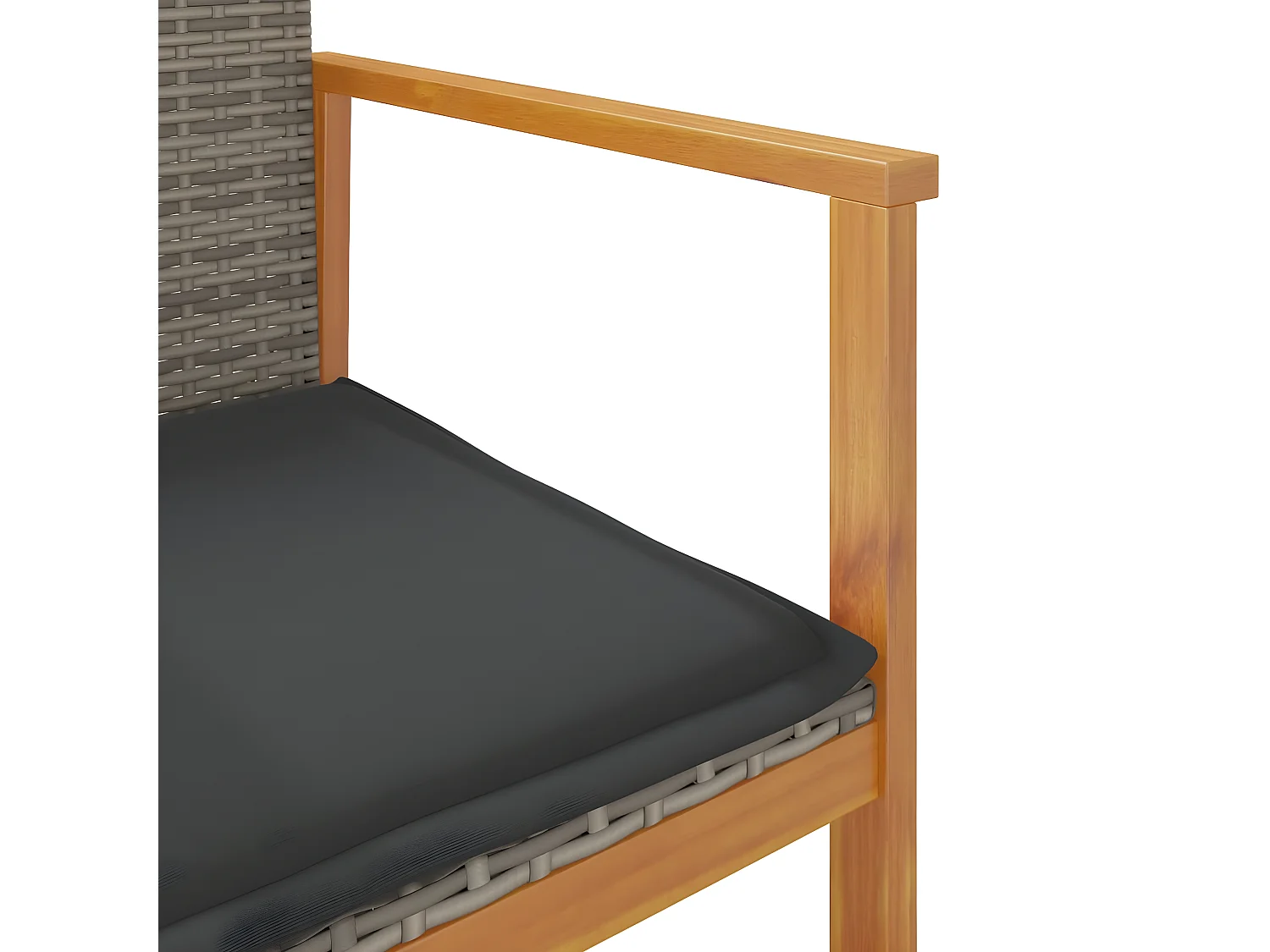 Chaises de jardin coussins lot de 2 gris résine tressée et bois