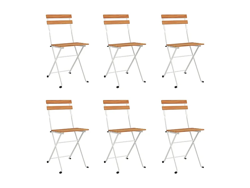 Chaises de bistrot pliantes lot de 6 Bois d'acacia solide acier
