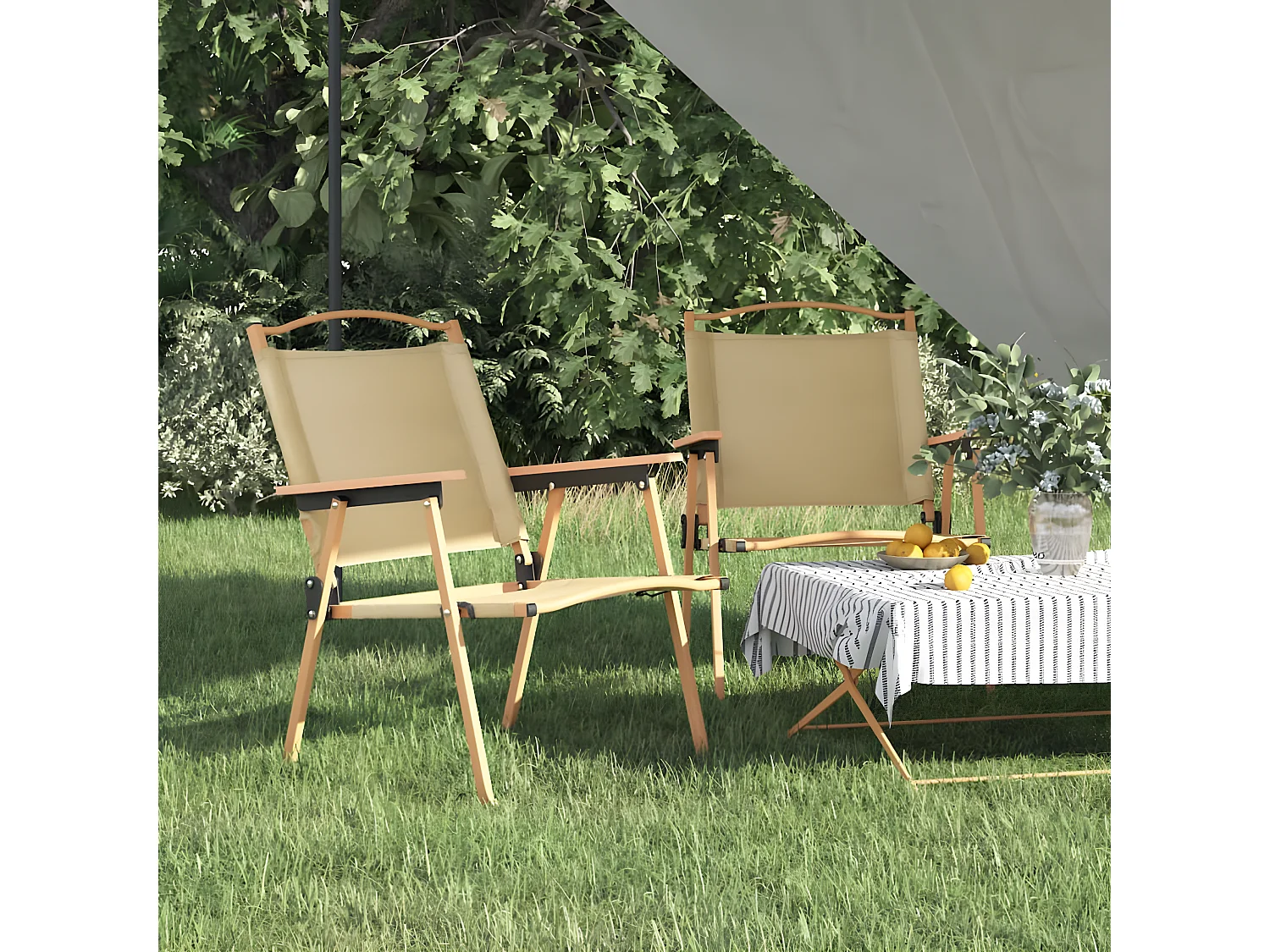 Chaises de camping 2 pcs Beige 54x55x78 Tissu Oxford