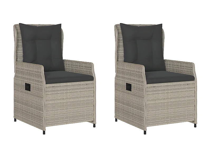 Chaises inclinables de jardin lot de2 gris clair résine tressée