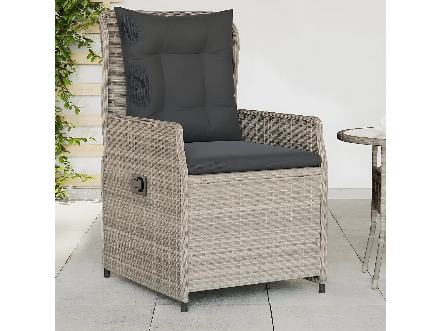 Chaises inclinables de jardin lot de2 gris clair résine tressée