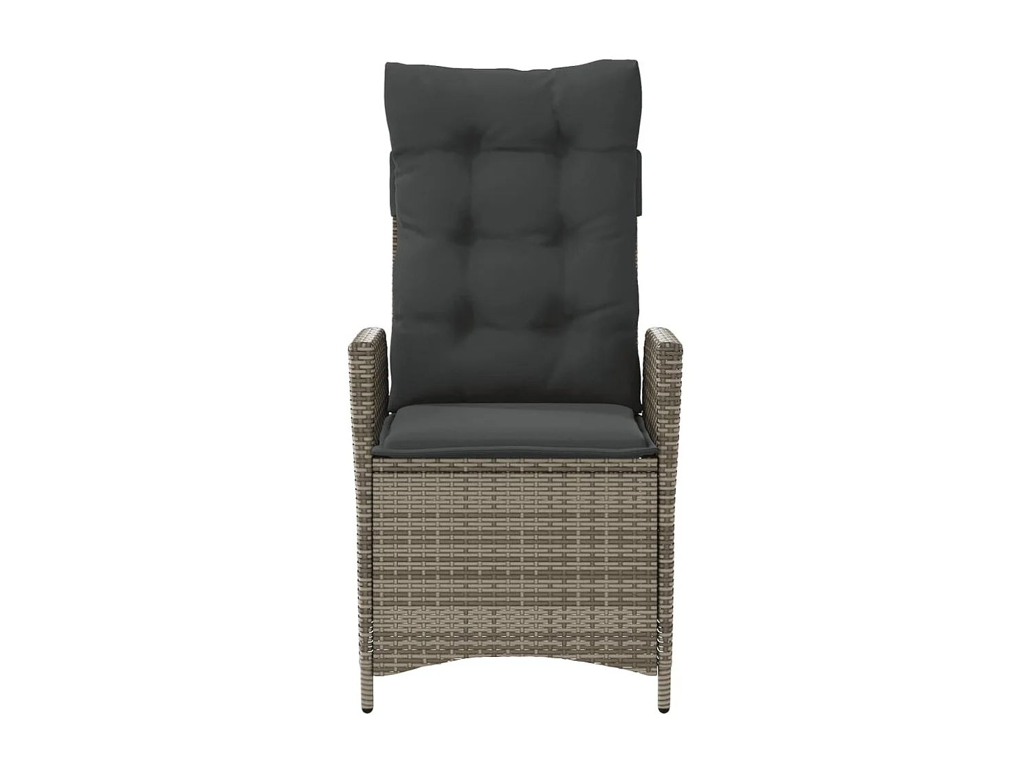 Chaises inclinables de jardin lot de 2 et coussins gris rotin