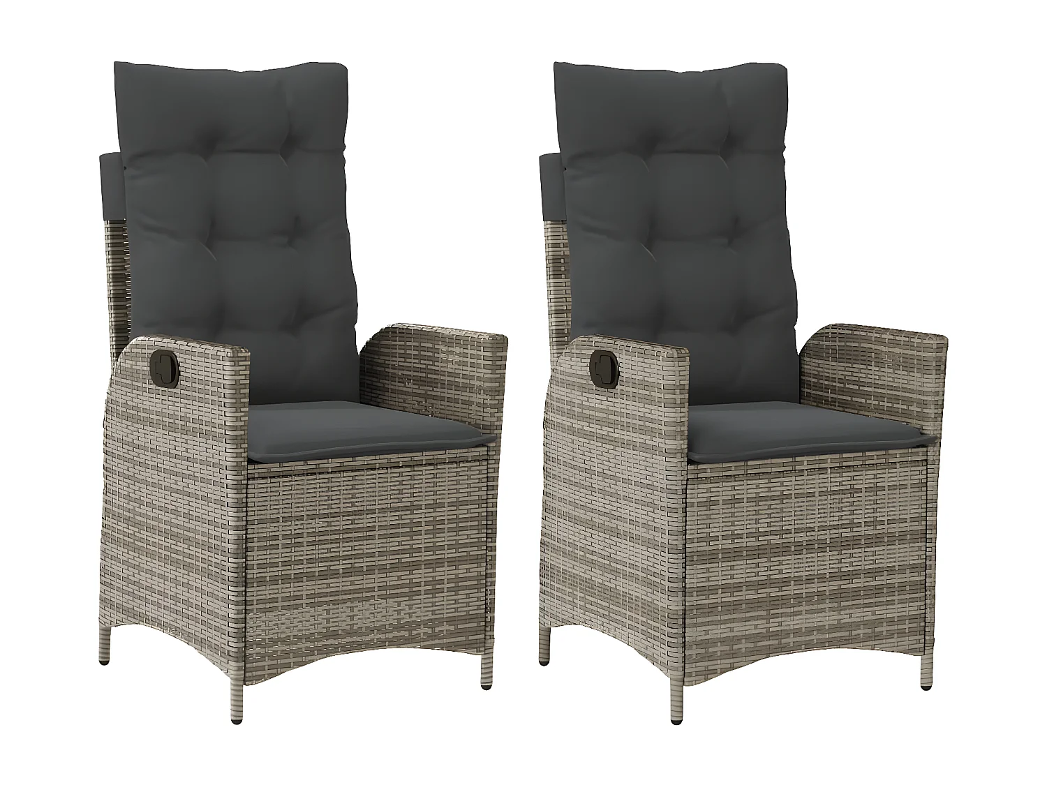 vidaXL Sillones reclinable jardín y cojines 2 uds ratán sintético gris
