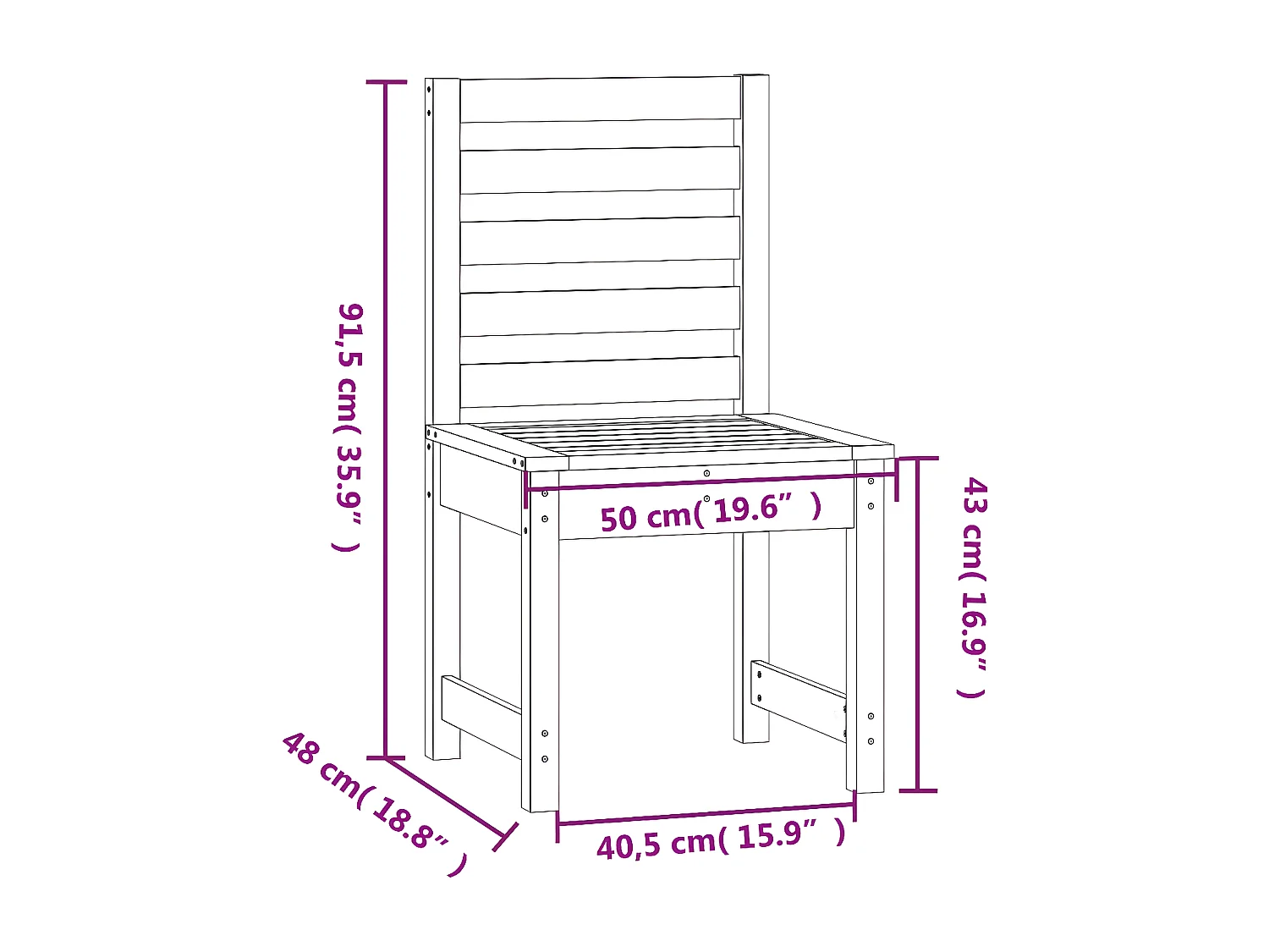 Chaises de jardin 2 pcs 40,5x48x91,5 bois massif de pin