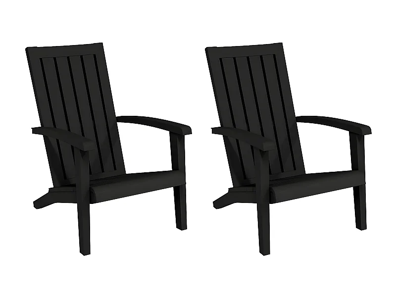 Chaises de jardin Adirondack lot de 2 noir polypropylène