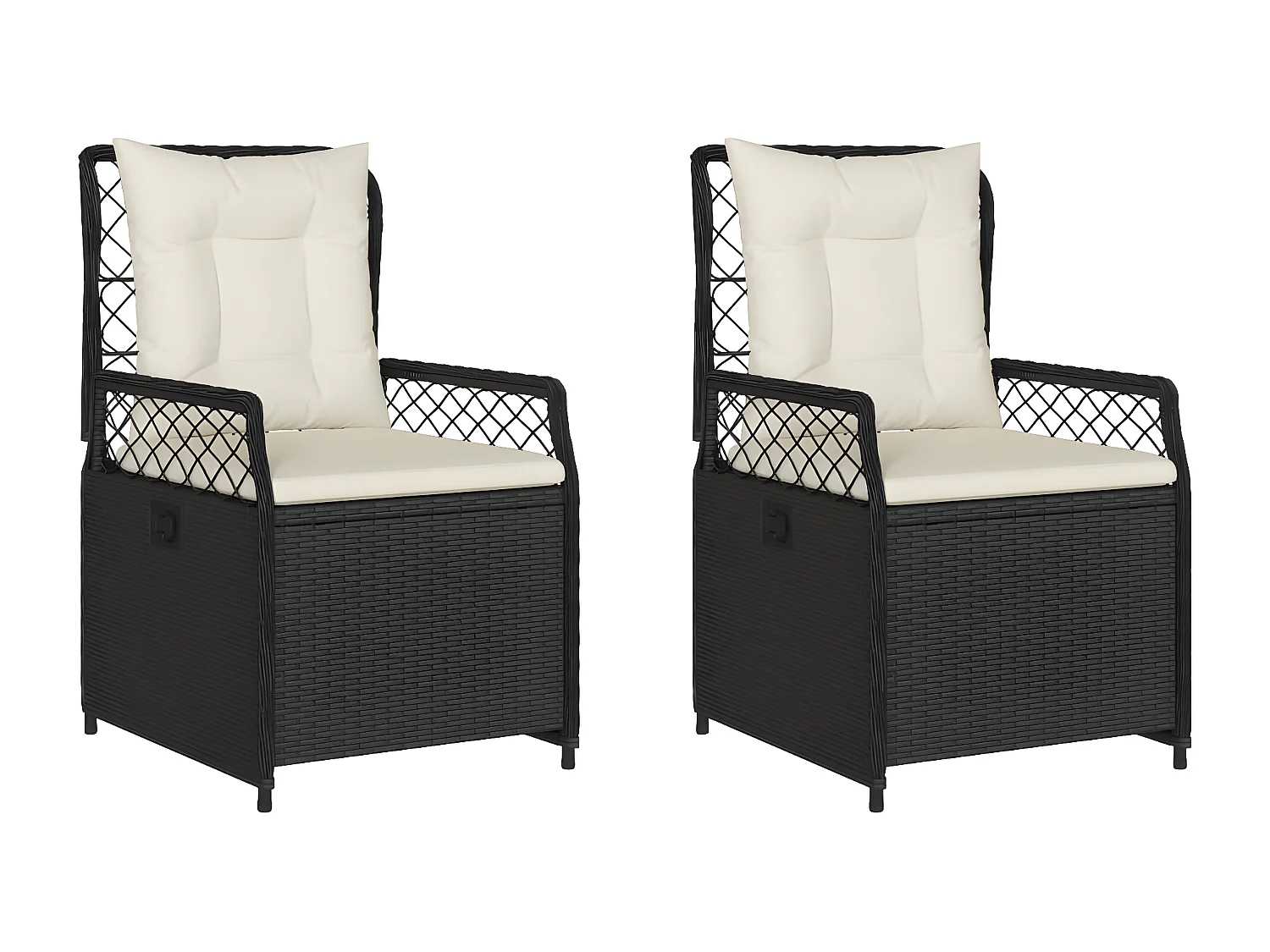 Chaises inclinables de jardin lot de 2 noir résine tressée