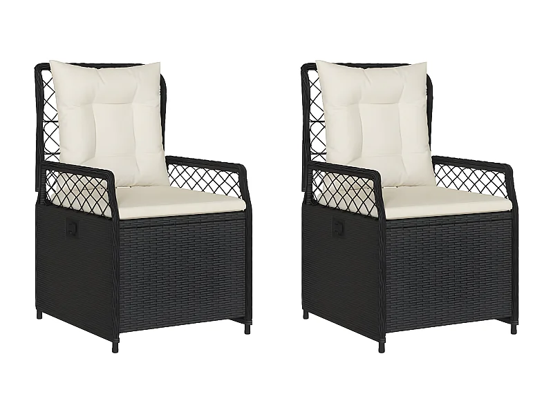 Chaises inclinables de jardin lot de 2 noir résine tressée