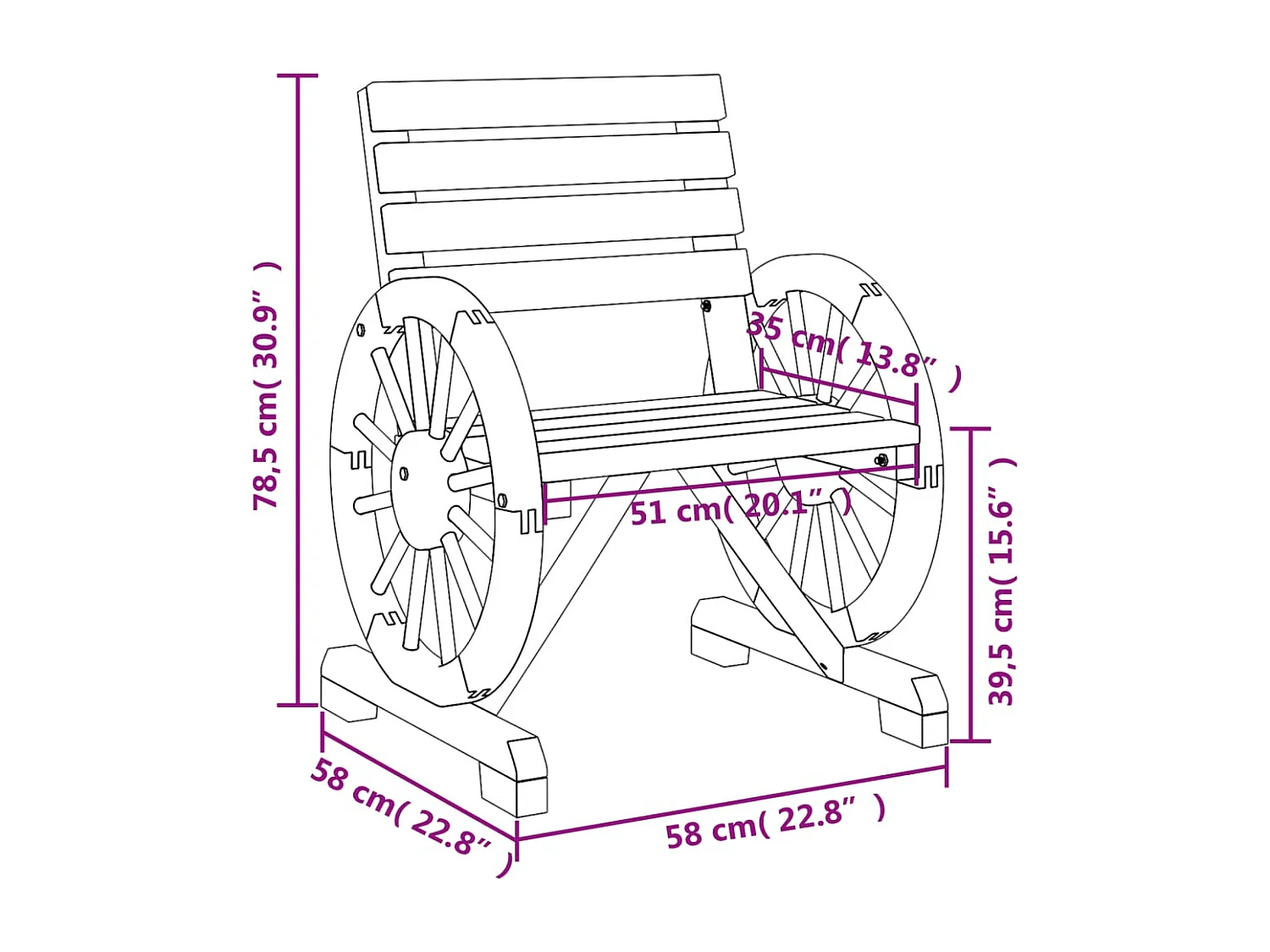Chaises de jardin 4 pcs Bois de sapin massif