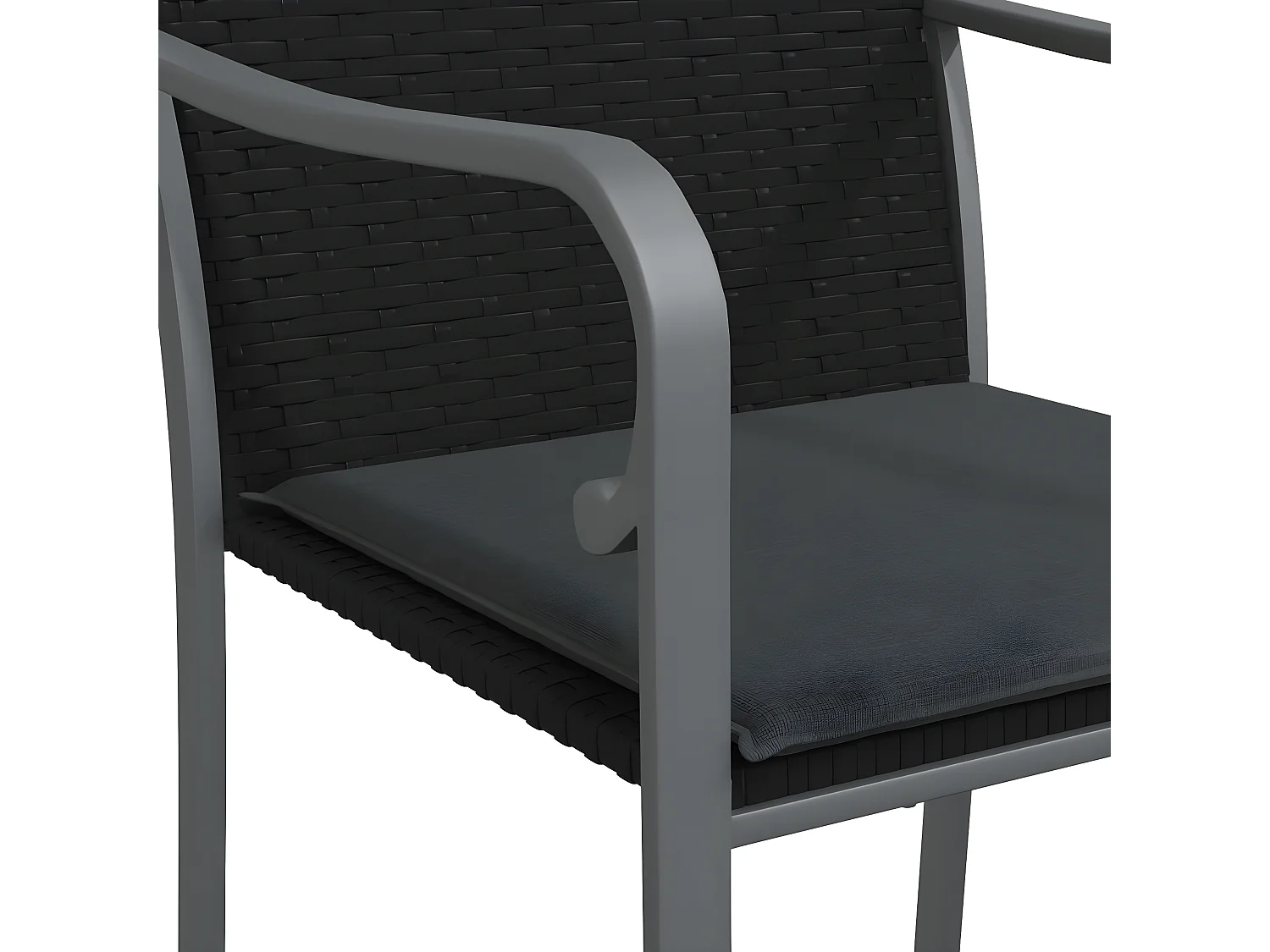 Chaises de jardin avec coussins lot de 4 noir 56x59x84 rotin