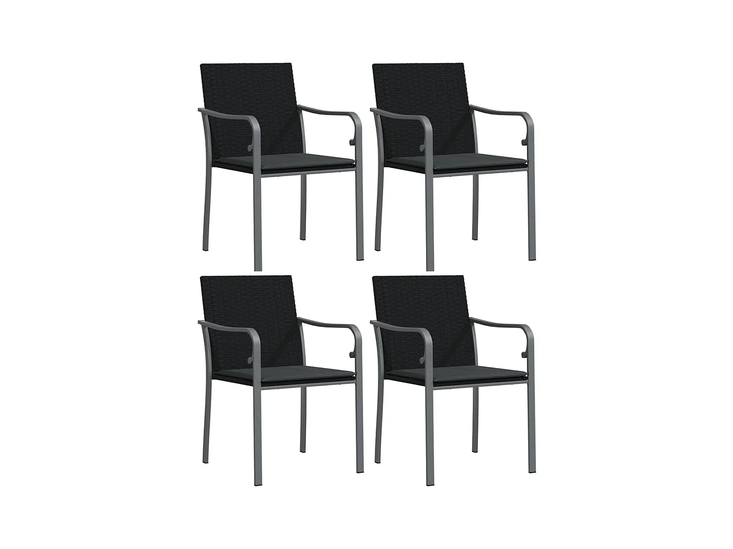 Chaises de jardin avec coussins lot de 4 noir 56x59x84 rotin