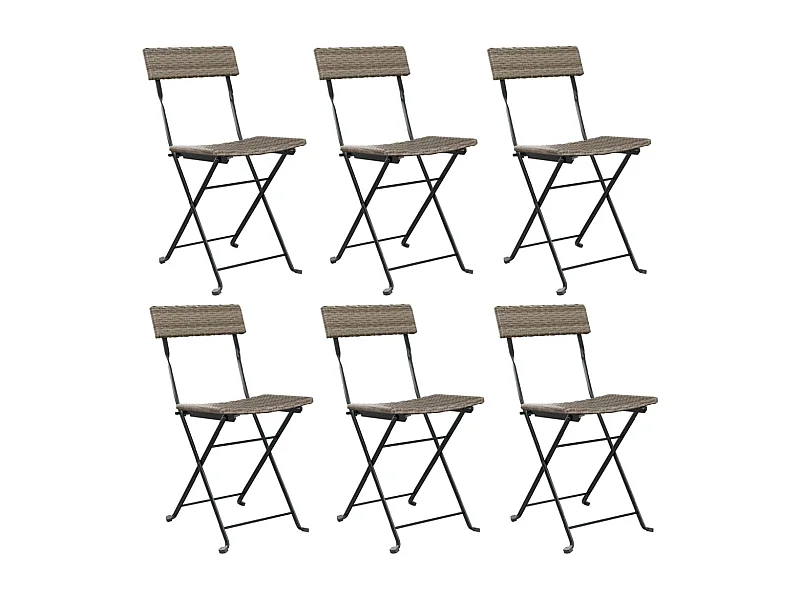 Chaises de bistrot pliantes lot de 6 Gris Résine tressée acier