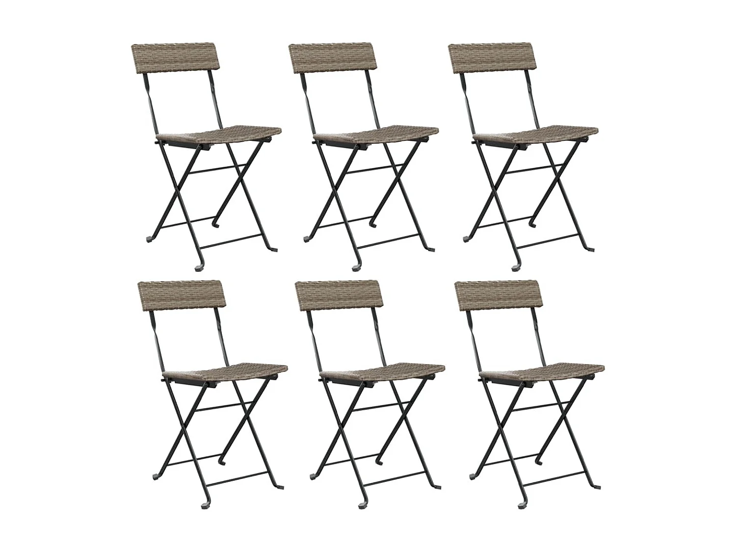 Chaises de bistrot pliantes lot de 6 Gris Résine tressée acier