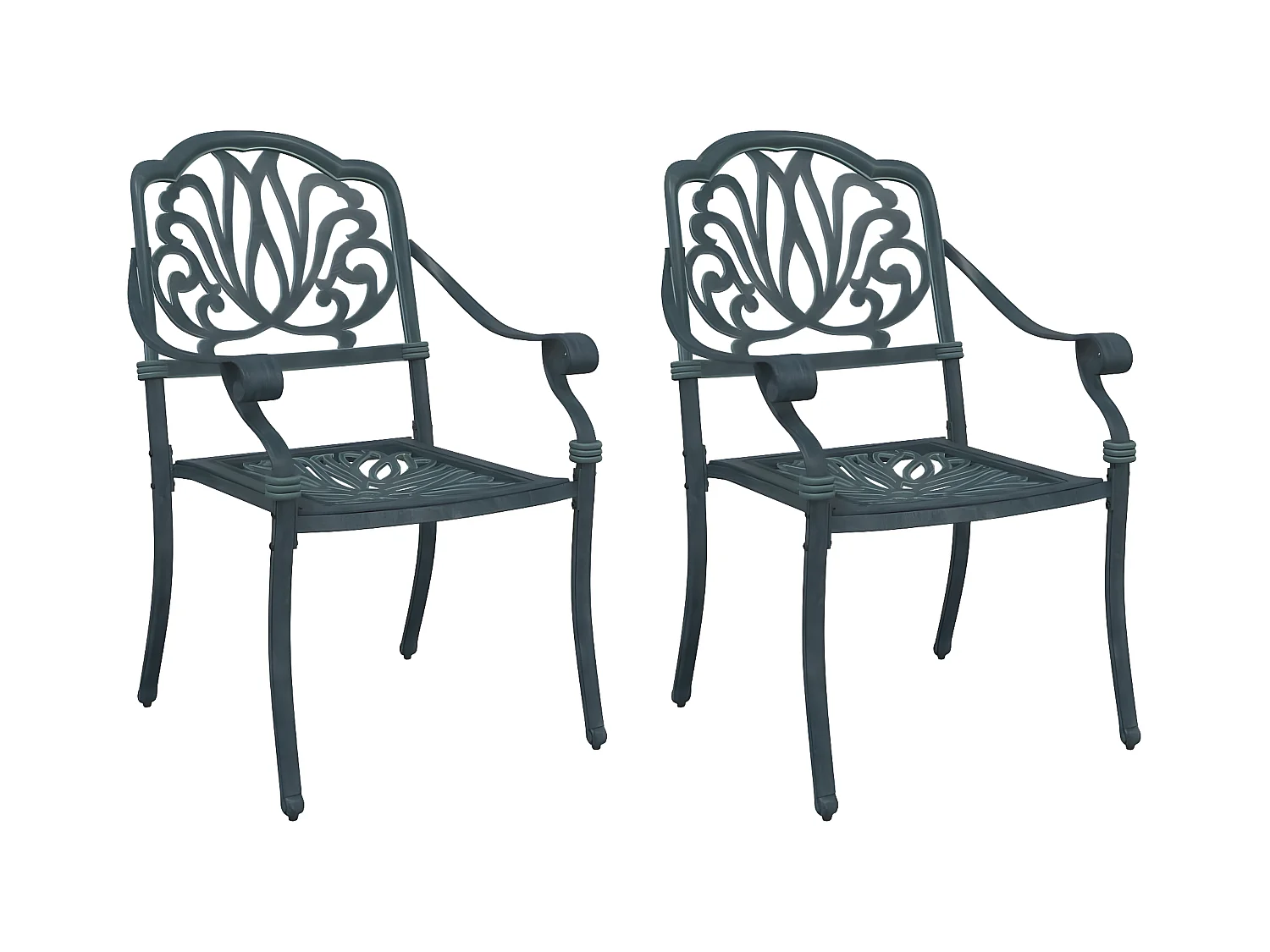 Chaises de jardin lot de 2 vert aluminium coulé