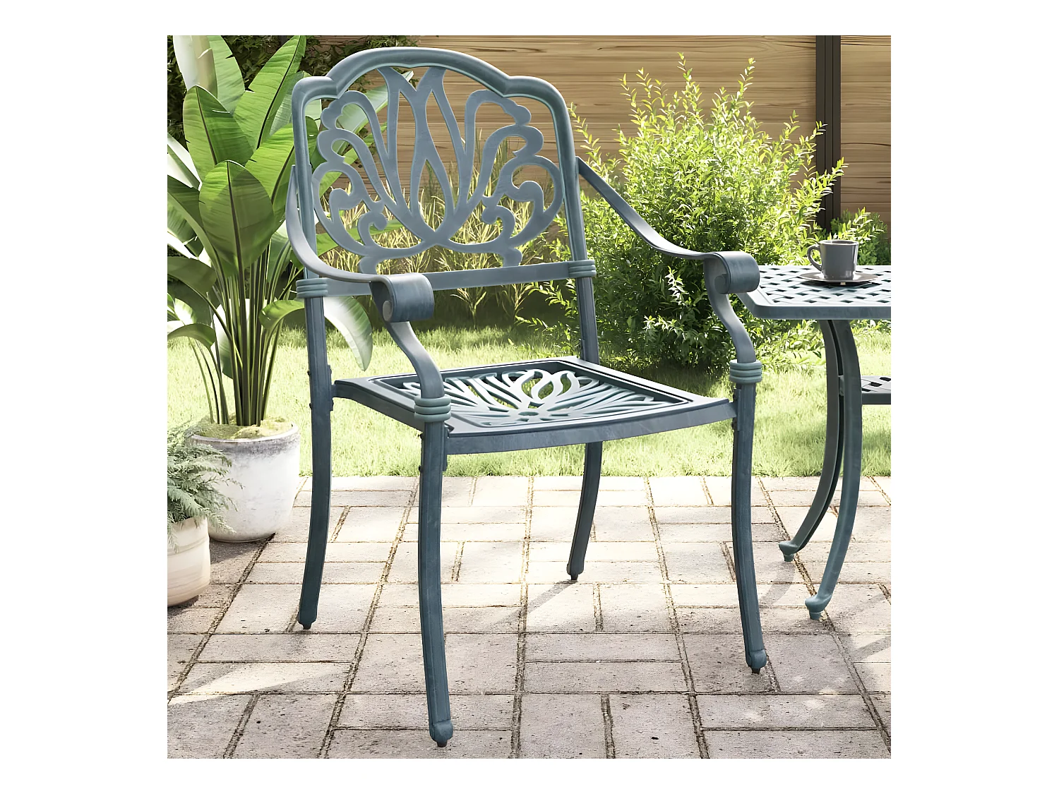 Chaises de jardin lot de 2 vert aluminium coulé