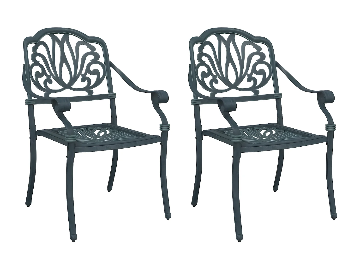 Chaises de jardin lot de 2 vert aluminium coulé