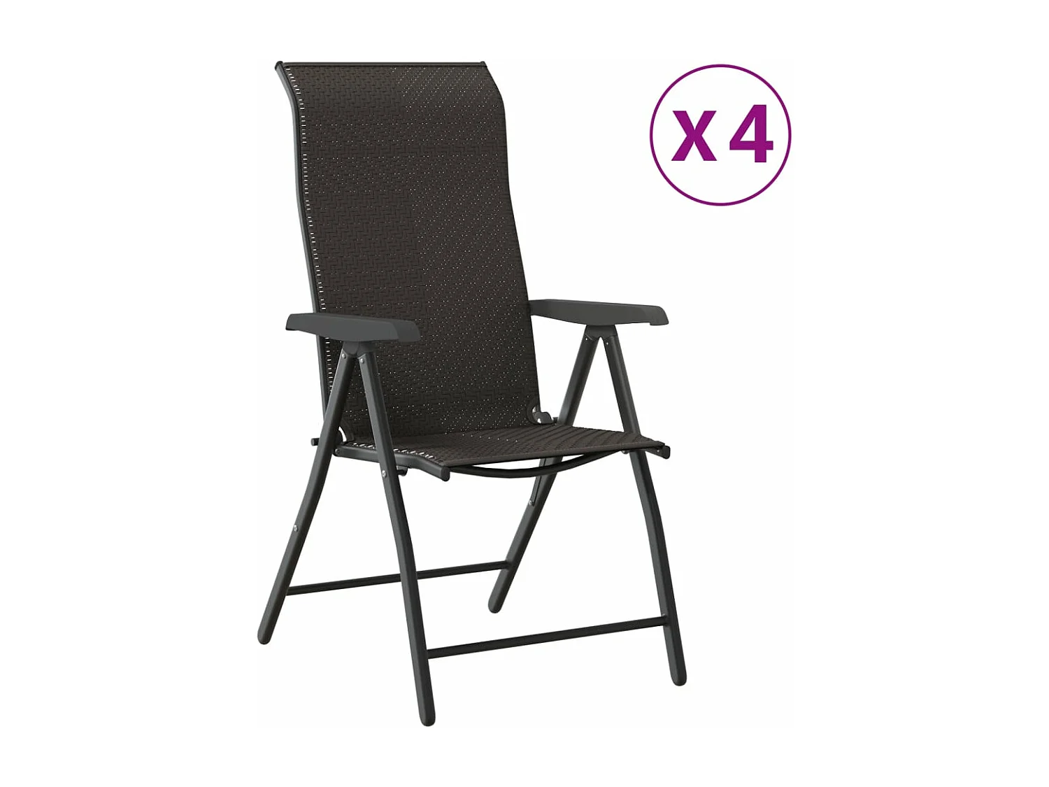Chaises pliables de jardin lot de 4 café noir résine tressée