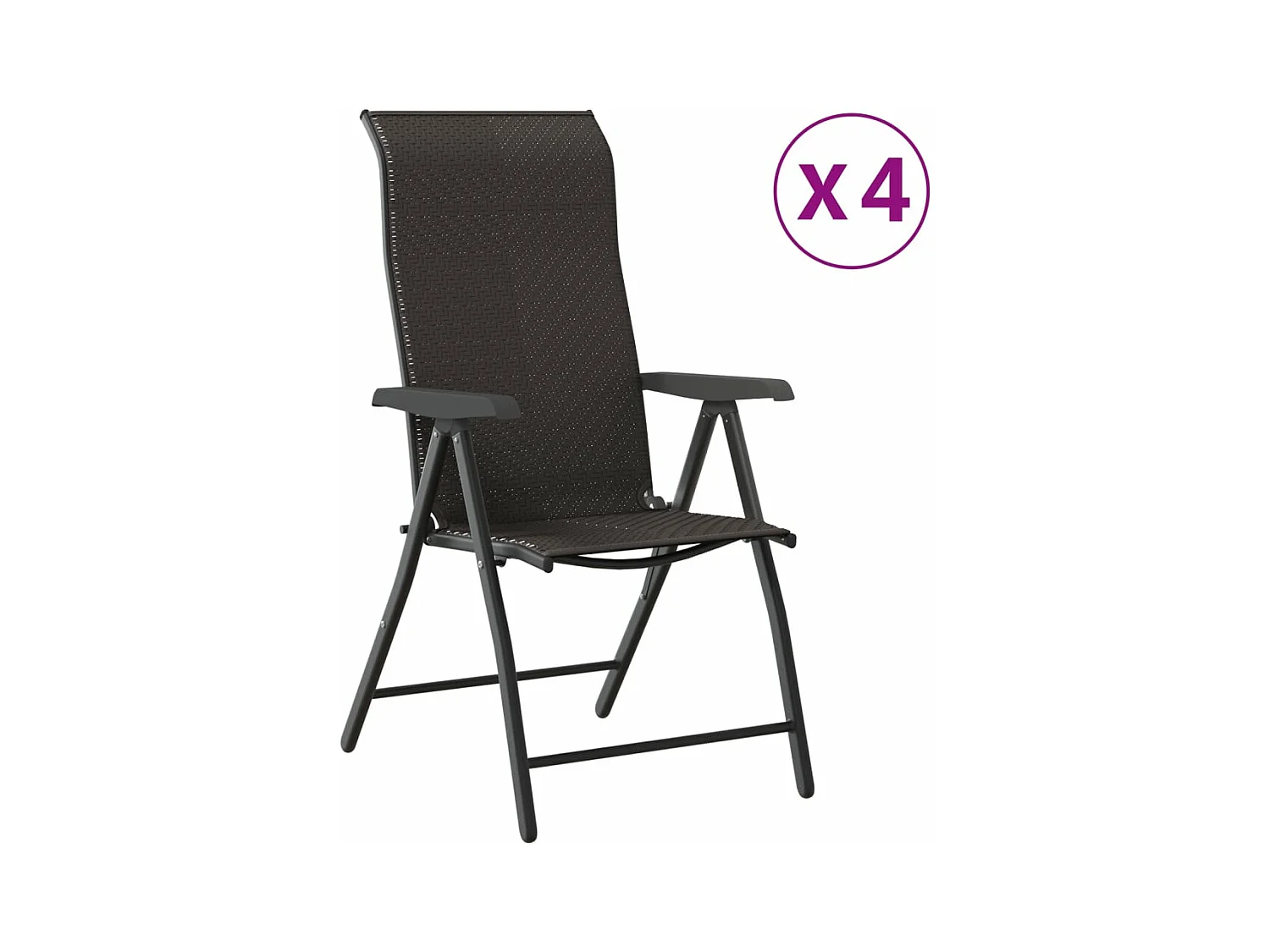 Chaises pliables de jardin lot de 4 café noir résine tressée