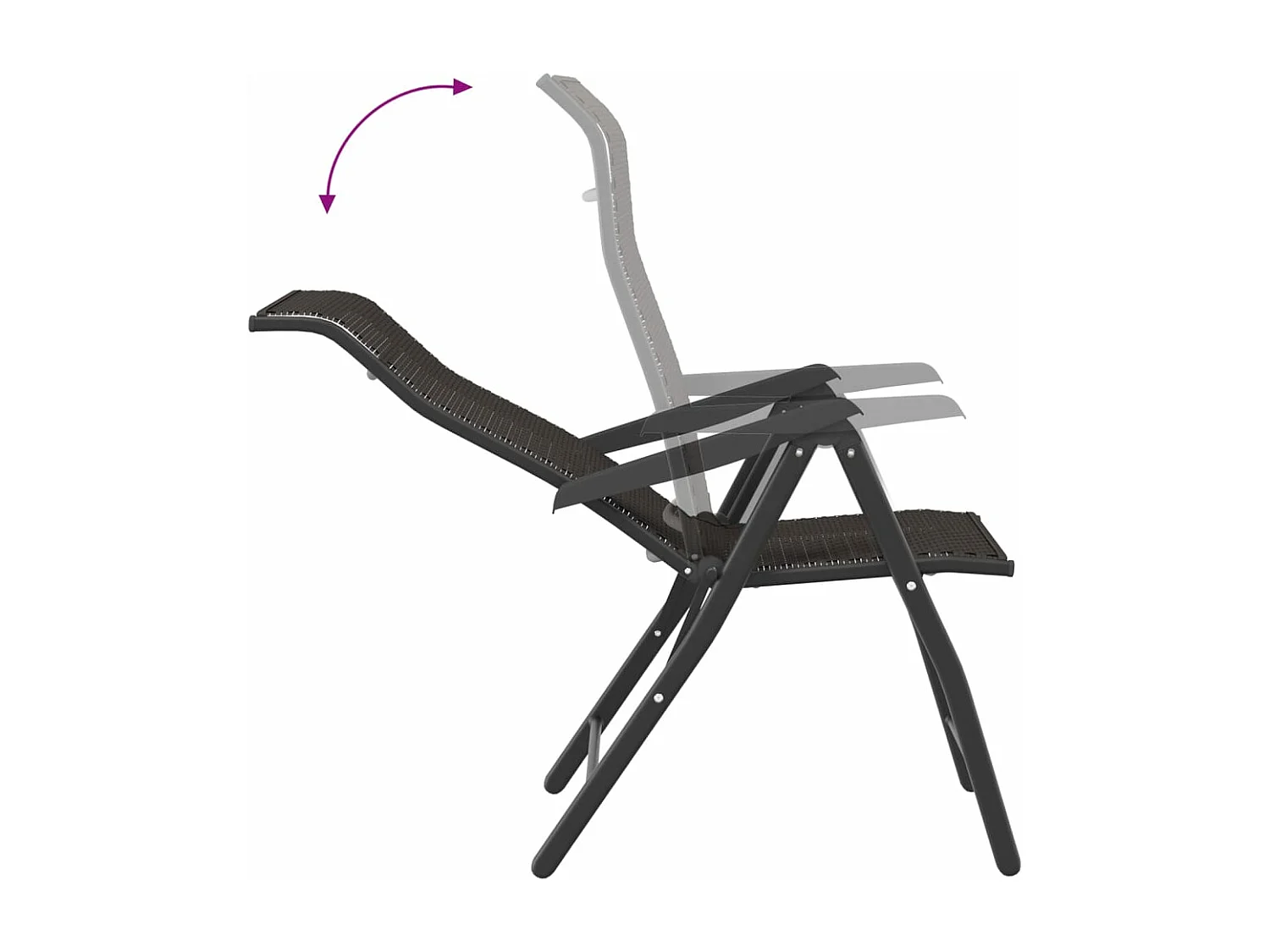 Chaises pliables de jardin lot de 4 café noir résine tressée