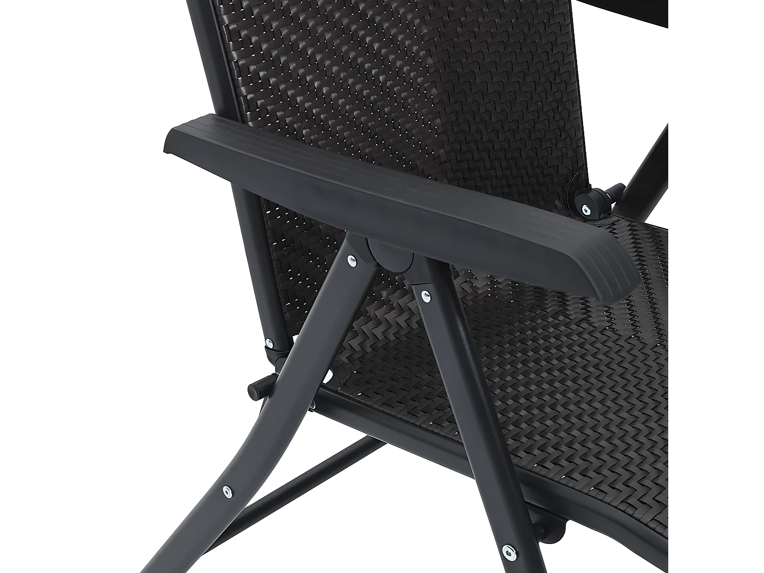 Chaises pliables de jardin lot de 4 café noir résine tressée