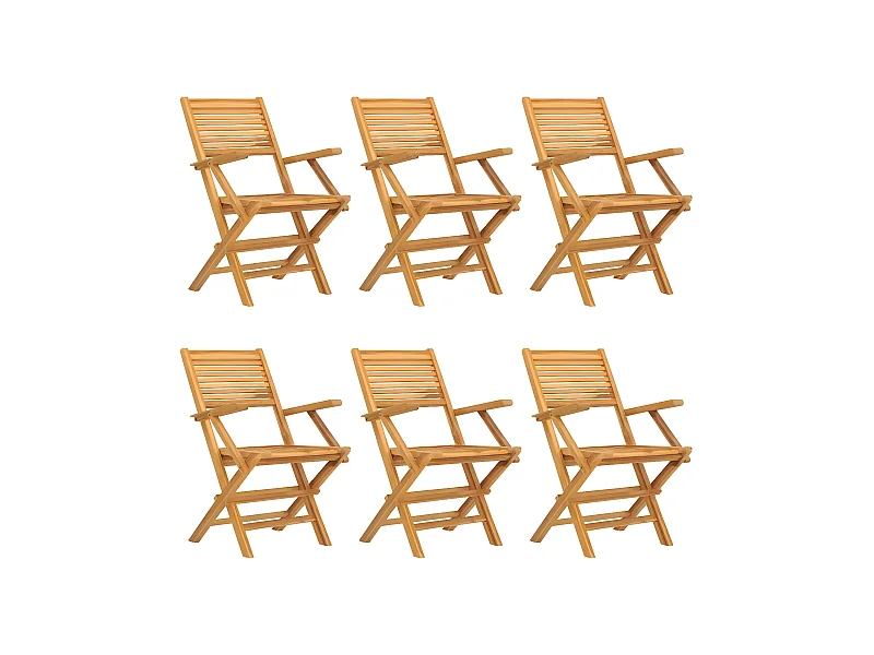 Chaises de jardin pliantes lot de 6 55x62x90 bois massif teck