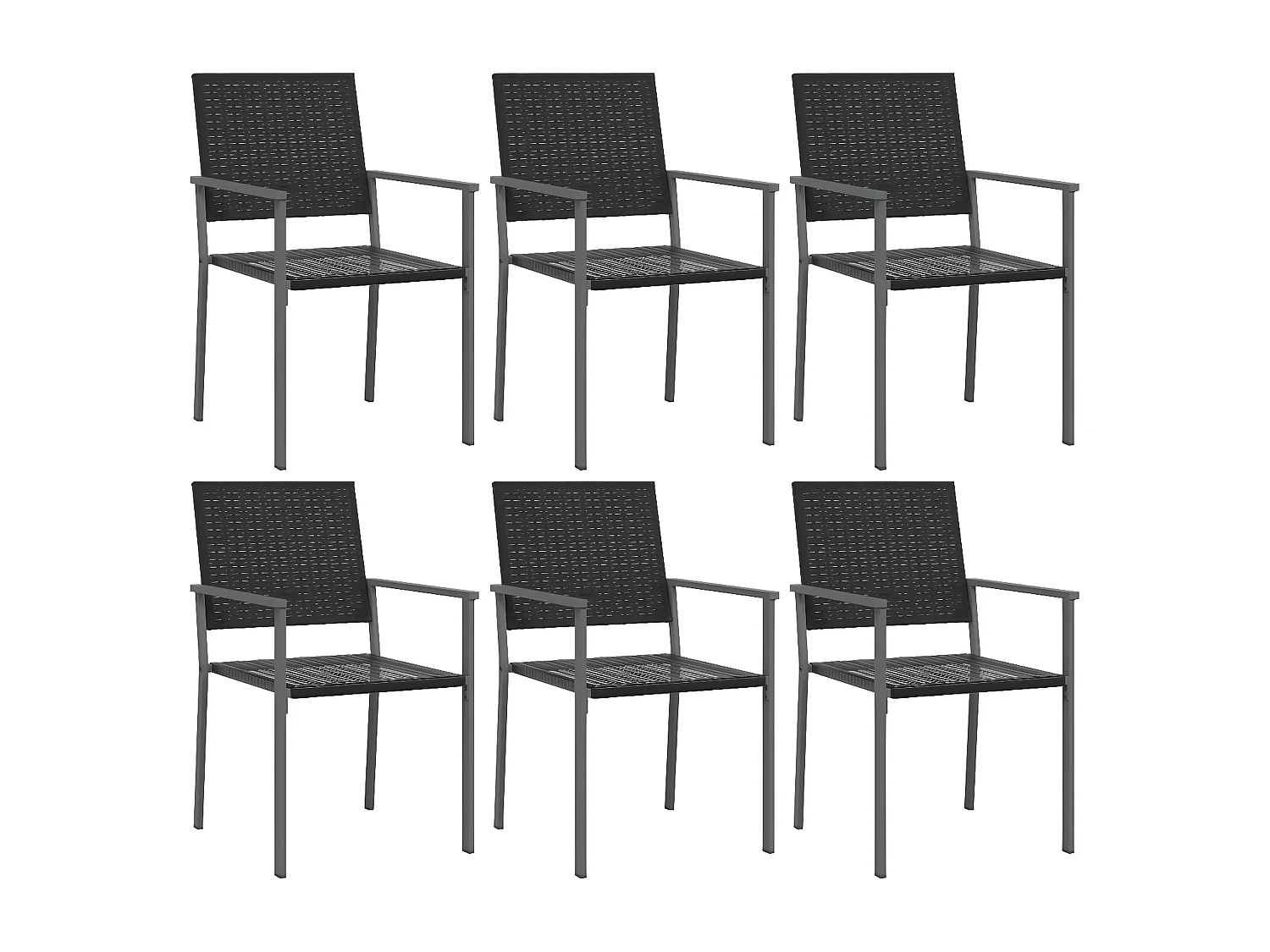 Chaises de jardin lot de 6 noir 54x62,5x89 résine tressée