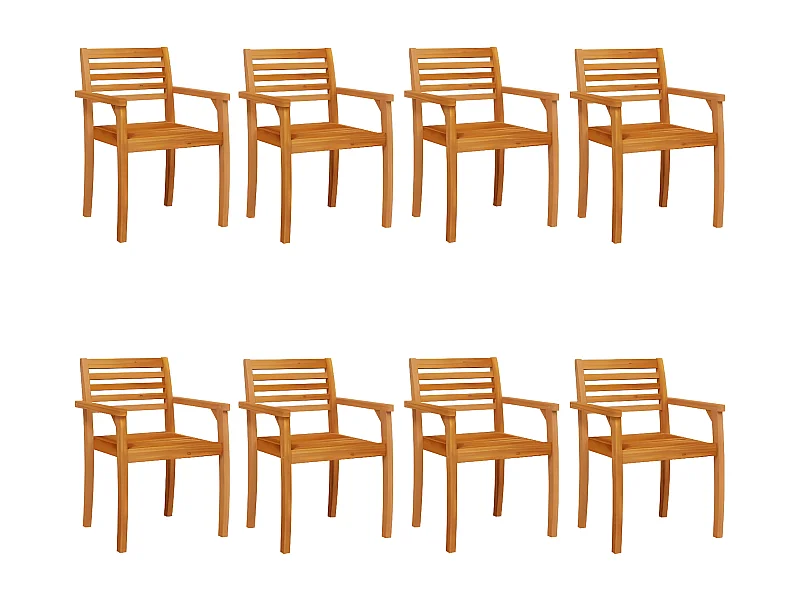 Chaises de jardin lot de 8 59x55x85 bois massif d'acacia