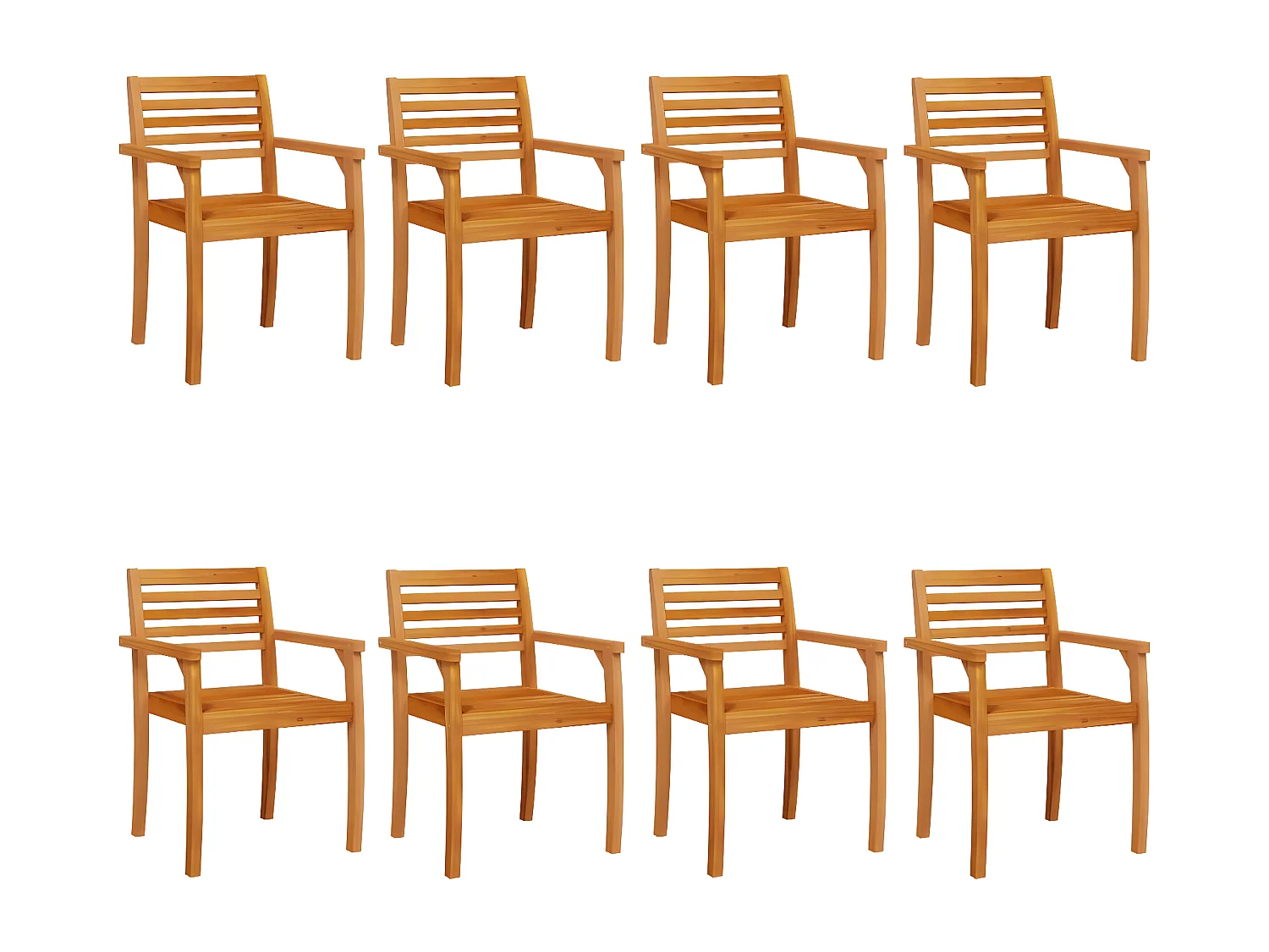 Chaises de jardin lot de 8 59x55x85 bois massif d'acacia