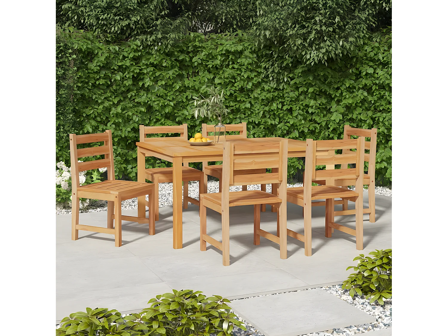 Chaises de jardin lot de 6 Bois de teck solide