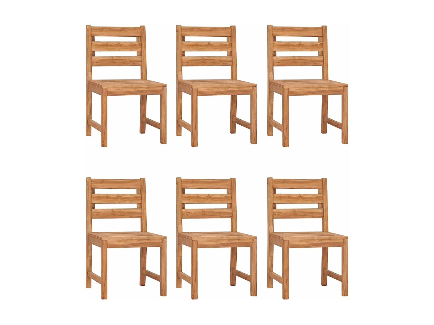 Chaises de jardin lot de 6 Bois de teck solide