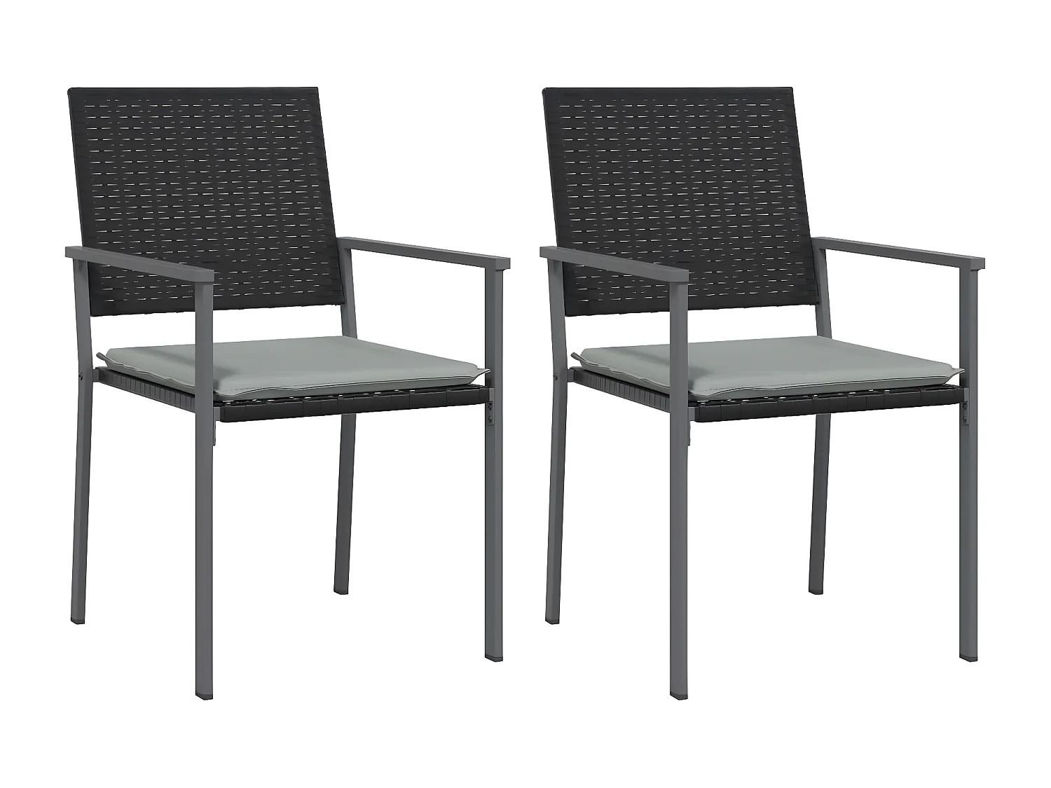 Chaises de jardin et coussins lot de 2 noir 54x62,5x89 rotin