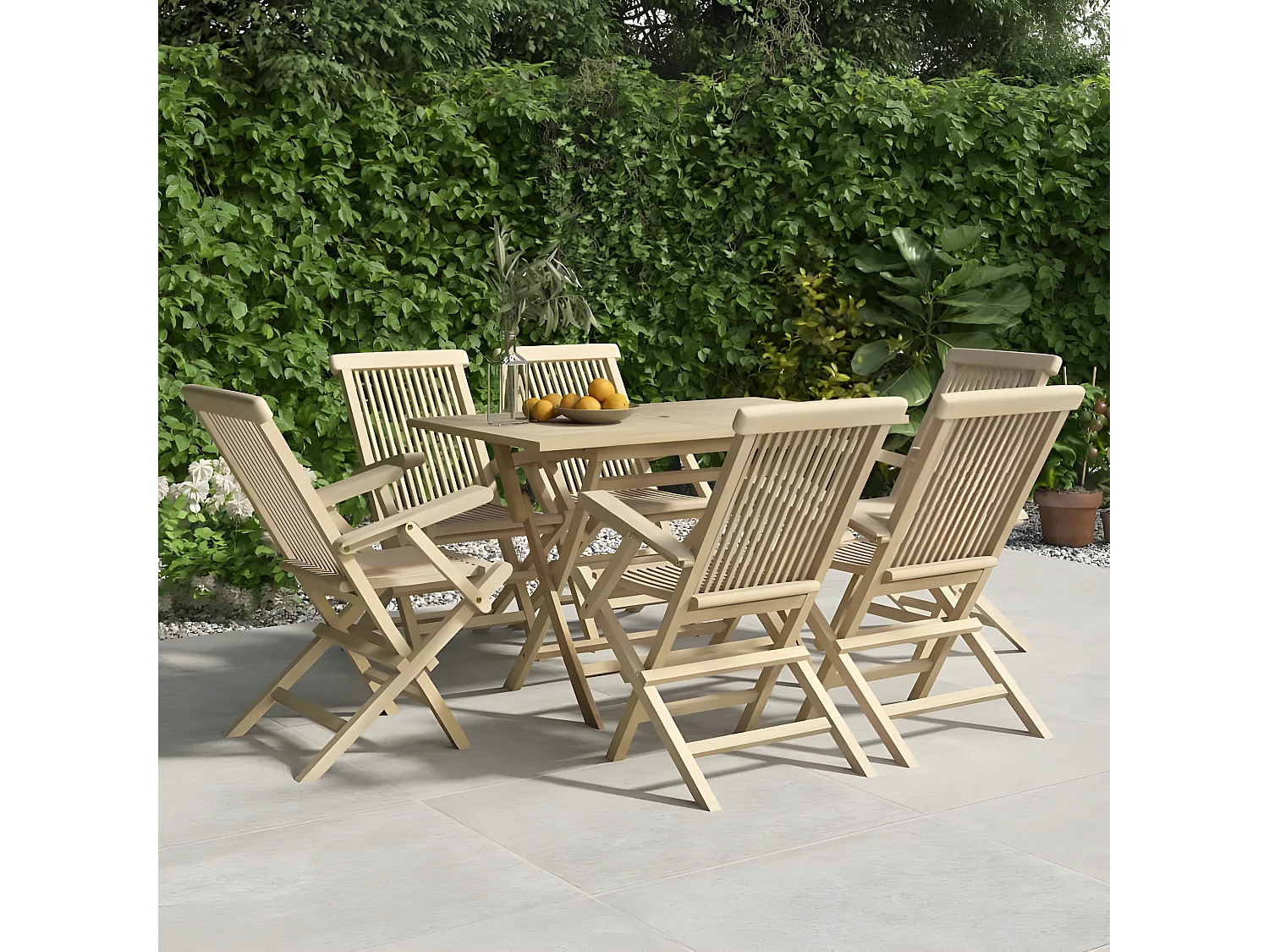 Chaises de jardin pliantes lot de 6 gris 56x61x89 bois teck