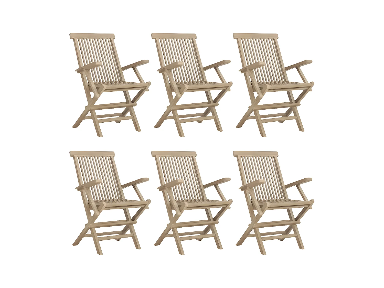 Chaises de jardin pliantes lot de 6 gris 56x61x89 bois teck