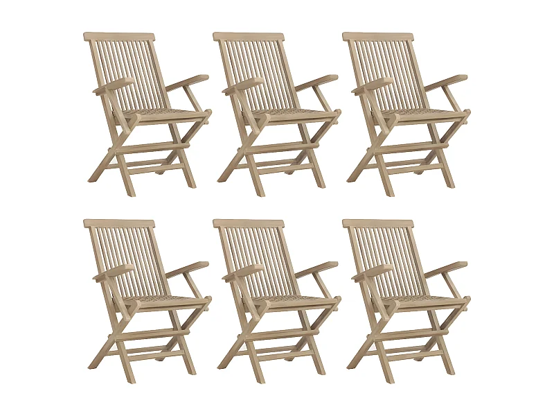 Chaises de jardin pliantes lot de 6 gris 56x61x89 bois teck