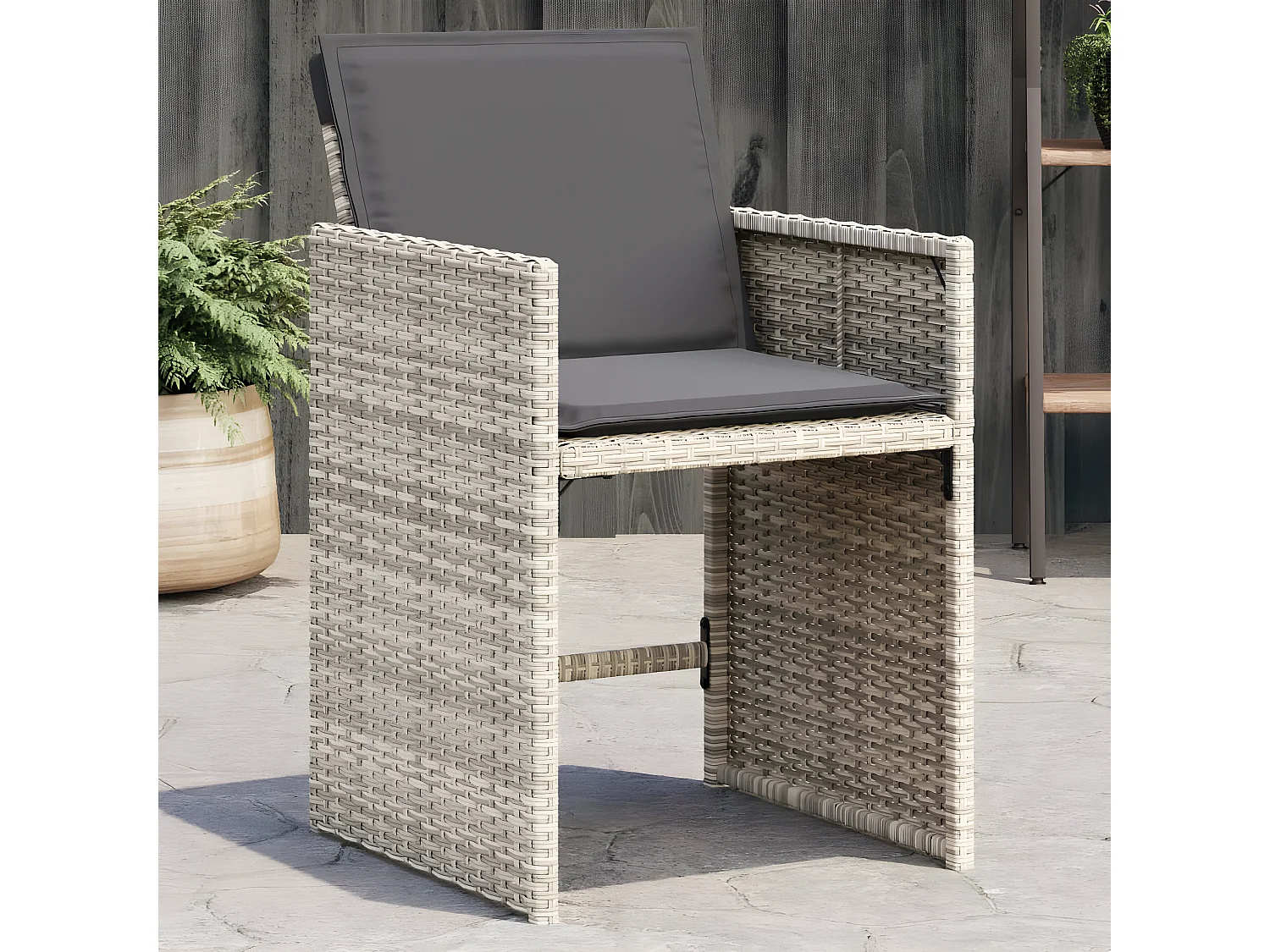 Chaises de jardin avec coussins lot de 4 gris clair poly rotin