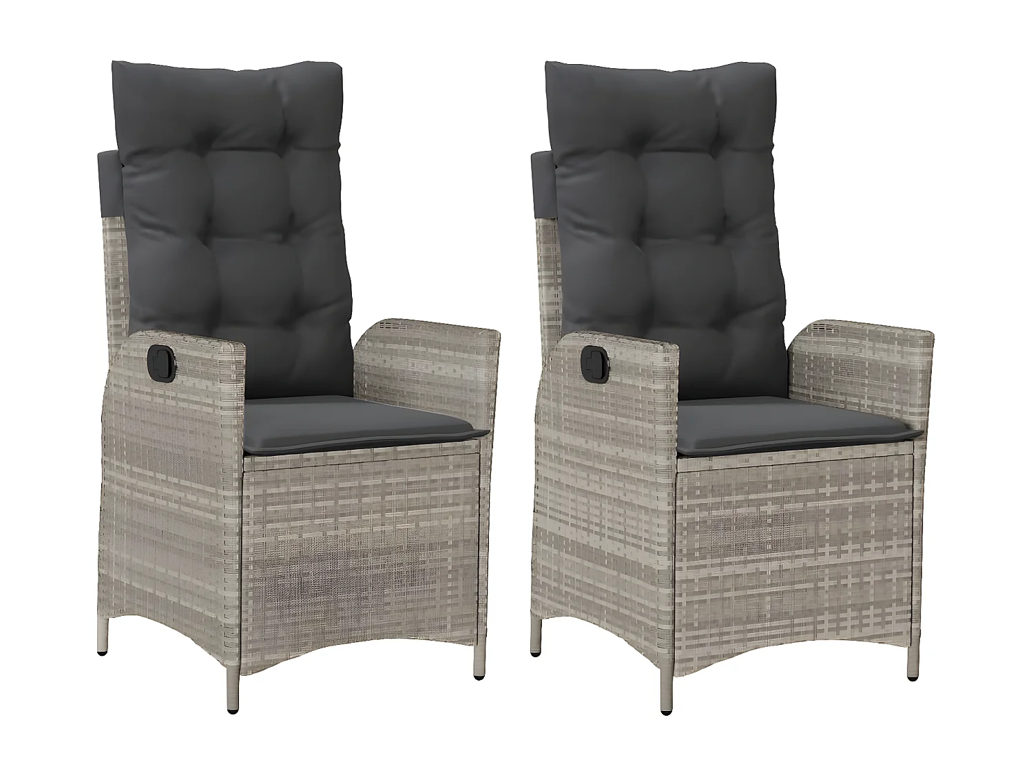 Chaises inclinables jardin lot de 2 et coussins résine tressée