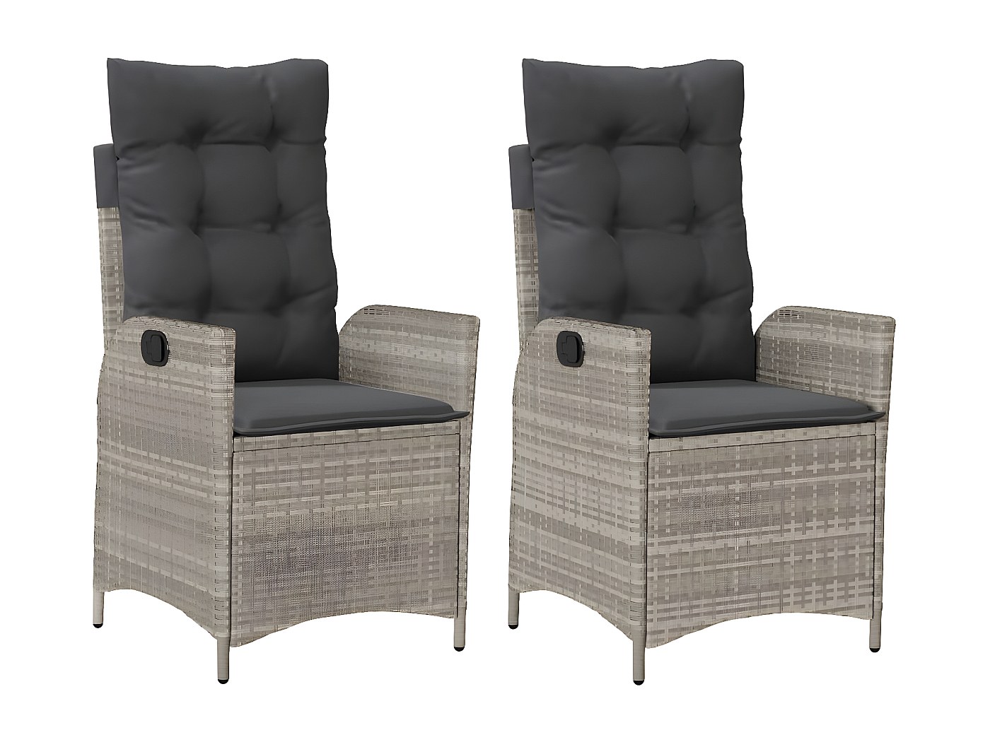 Sillones Reclinables De Jardín Con Cojines - Juego De 2, En Ratán Sintético Gris, Resistentes Y Cómodos